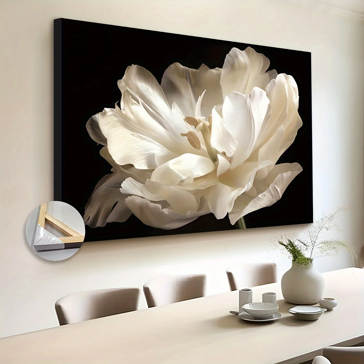 1pc frameless Canvas Painting 1pc frameless Canvas Painting 2D Flat, 2D Flat 1pc Wooden Framed Extra Large Canvas Wall Art, Whit