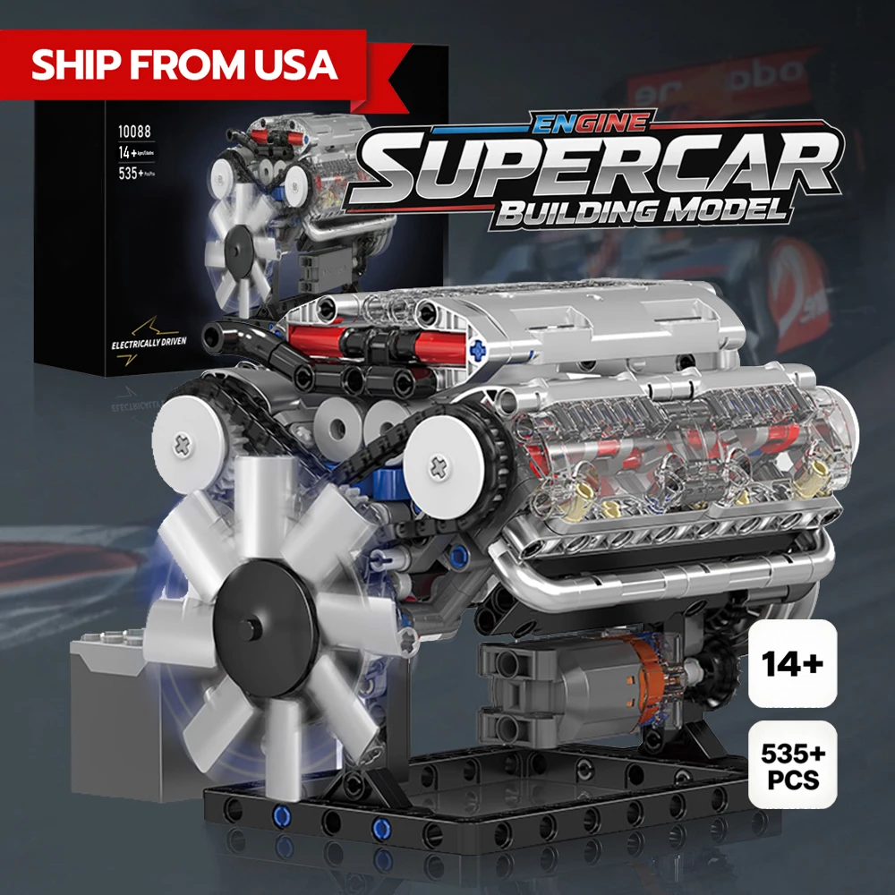 

[НАЛИЧИЕ НА СКЛАДЕ] Конструктор V8-двигателя, Конструктор суперкара, Модель двигателя, Реалистичная модель, Работающая в движение, 552 детали, 10088
