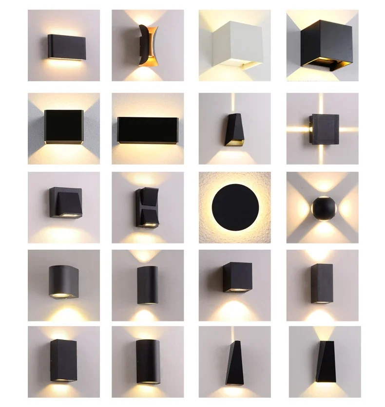 Round Square Modern Wall Lights Garden Porch Ip65 Waterproof Up Down Lighting Outdoor Led Bedroom Lamp Wall Decor