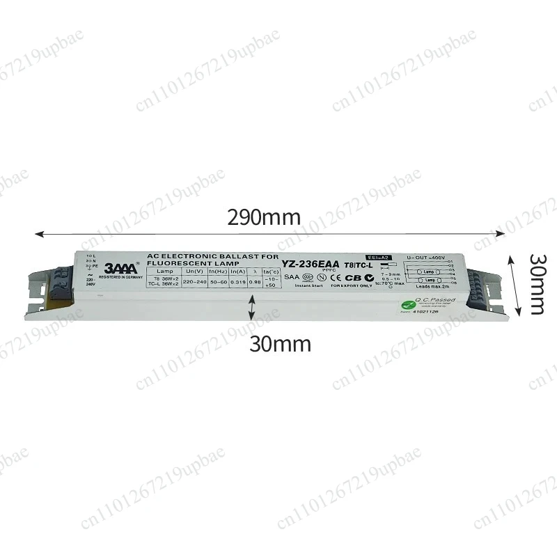 3AAA YZ‑236EAA T8 TC‑L Electronic Ballast AC 220‑240V 2x36W 2x40W L290D for Neon Fluorescent Lamp Lighting Power Supply