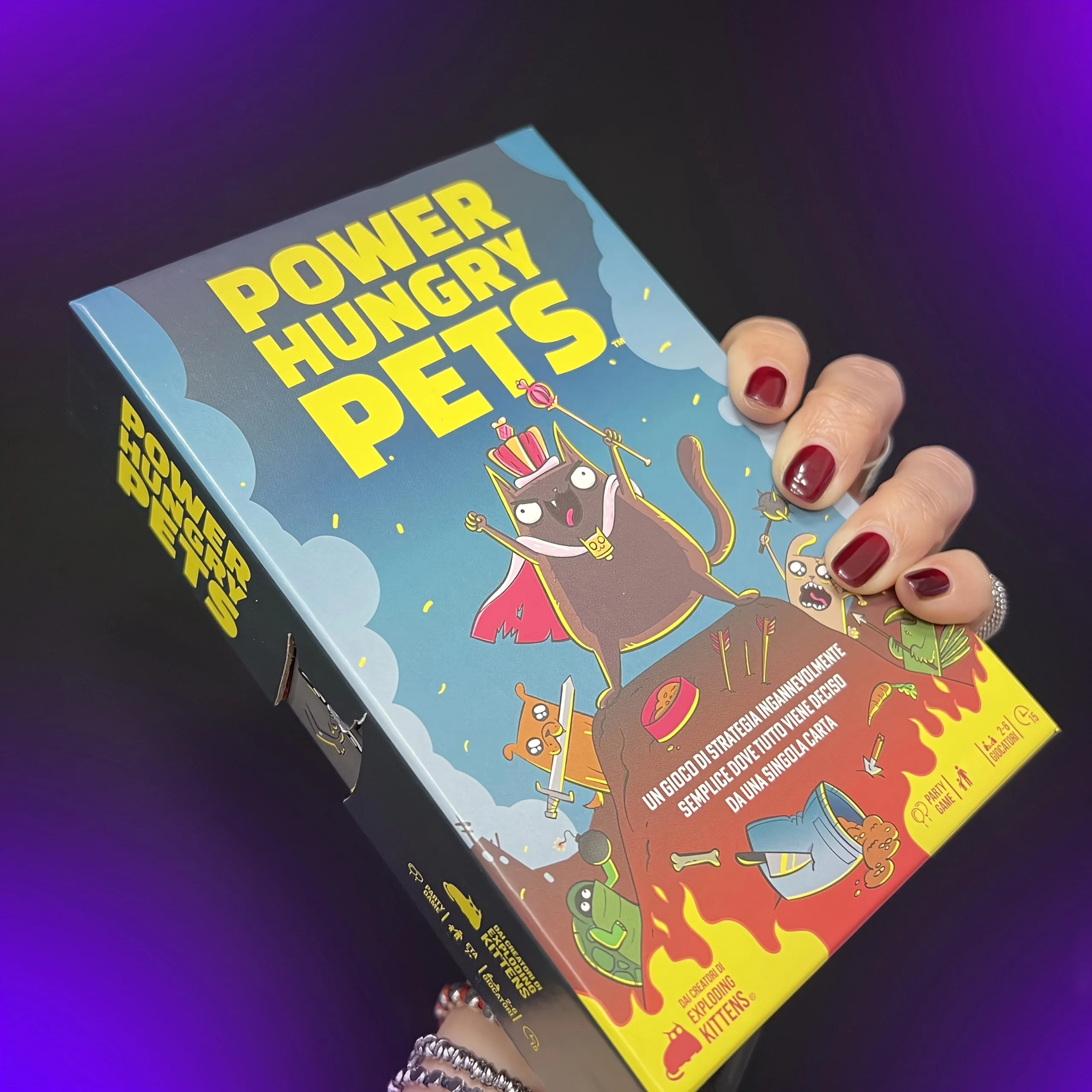لعبة بطاقات Power Hungry Pet: Exploding Kittens - لعبة بطاقات استراتيجية ليلية للعائلة واللعبة تتسع لـ 2-6 لاعبين (الإصدار القياسي، 15 ميلًا
