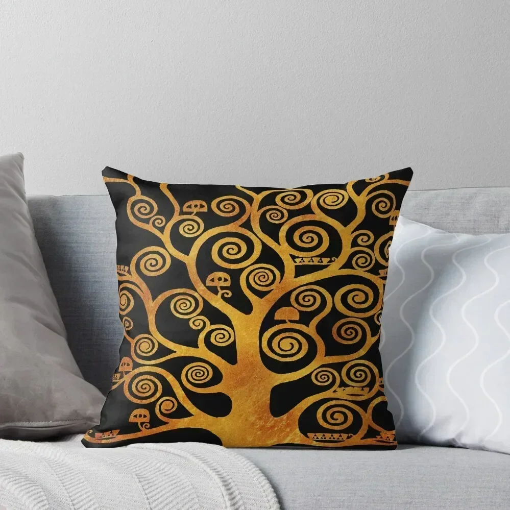 

Klimt Tree Gold & Black Throw Pillow Pillow Case Christmas Plaid Sofa Pillowcases For Pillows Custom Cushion Photo pillow