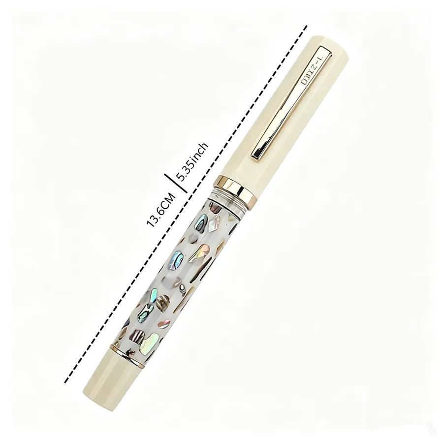 Luxury Jinhao 58 Fountain Pen Natural Colorful Abalone Shell Inlay Cream White Acrylic Elegant Office Writing Pen for Collection