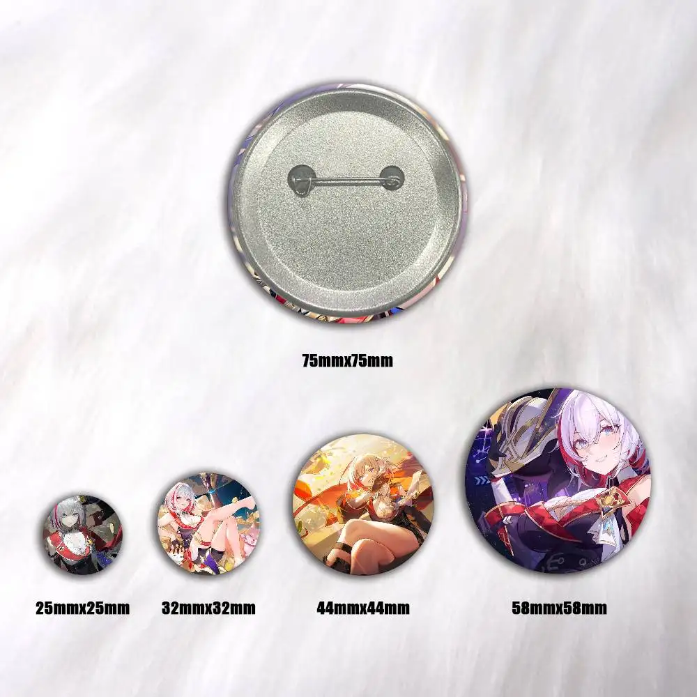 Game Anime Honkai Star Rail Topaz Manga Badges 44 58 75 mm Round Cosplay Pin Bag Decor Fans Collect Friends Gifts Brooch