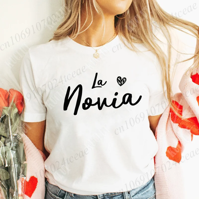 Camisetas de despedida de soltera para chica española, camisetas de fiesta de soltera para mujer, camiseta del equipo de novia, camisetas de despedida individual, ropa de boda nupcial Y2k