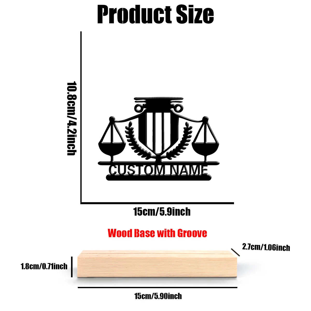 Statue in metallo personalizzate per l'equilibrio personalizzato alla moda da 1 pezzo con base in legno adatte per regali per avvocati Regali per ufficio e uomini