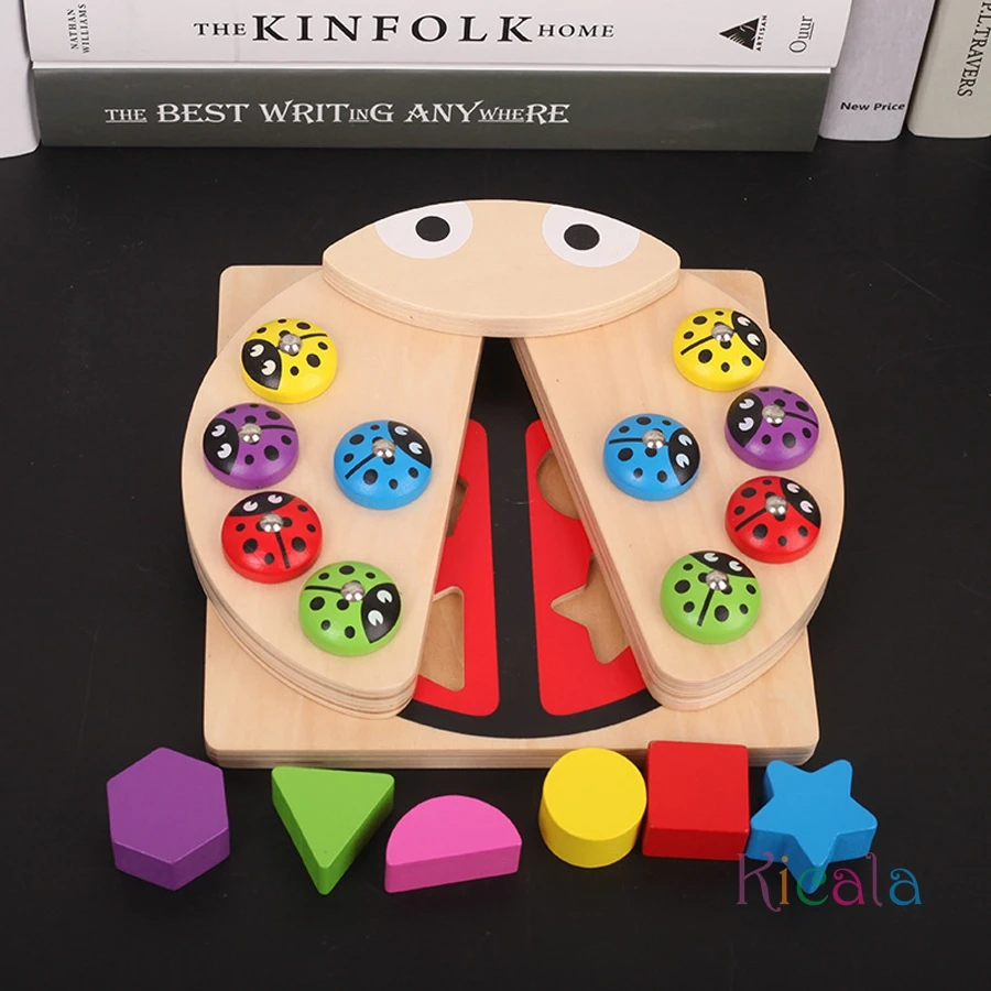 Kids Montessori Math Toys For Toddlers Wooden Educational Puzzle Fishing Toys Color Shape Matching Games Board Toy