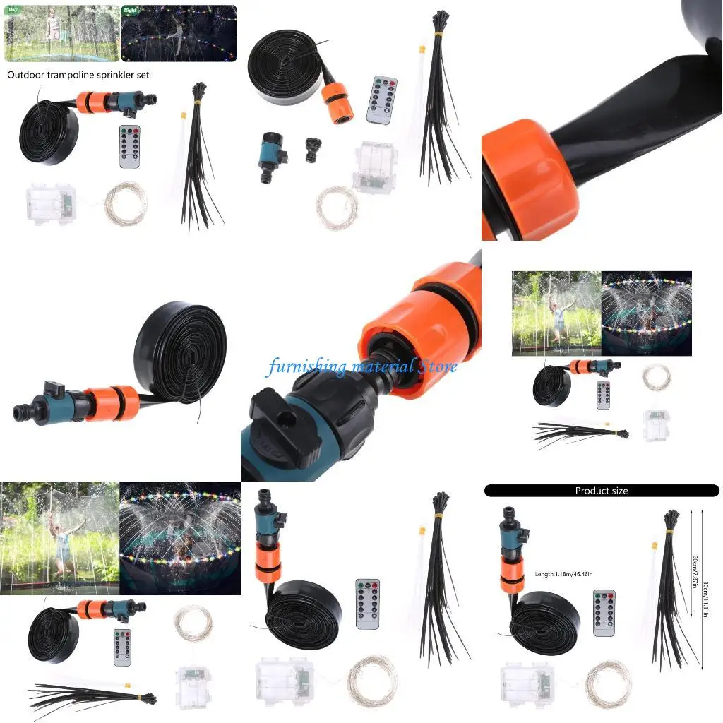

Y5GD Outdoor Trampoline Water Sprinklers with LEDs Trampoline Lights Kids Water Plays Sprinklers Garden Cooling Tool