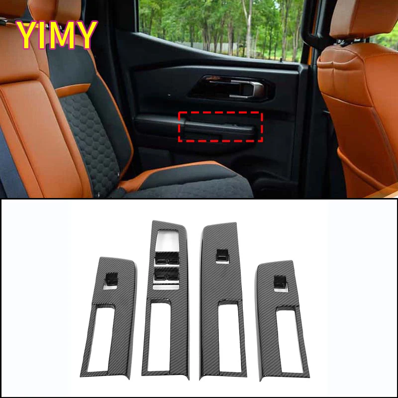 

x4 ABS plastic carbon fiber Window Glass Lift Switch Button Trim Frame cover Suitable for Mitsubishi L200 2024+ LHD RHD