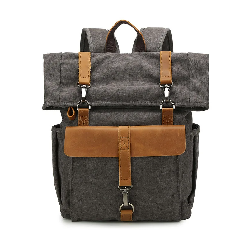 Retro canvas bag, convenient backpack computer bag casual travel bag outdoor water-washed hiking bag