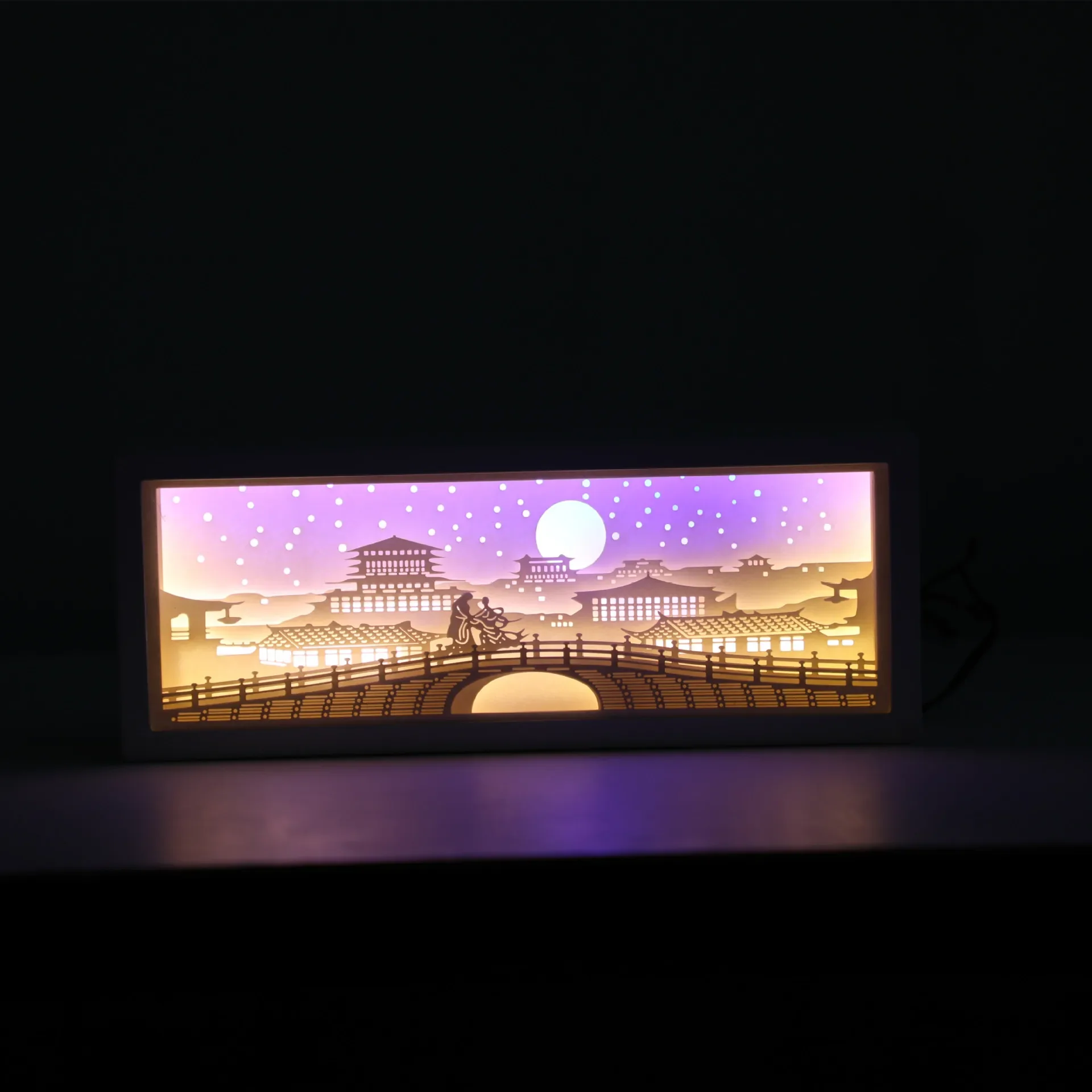 Long 3D Paper Carving Light and Shadow Photo Frame Painting, Bedroom Bedside Decoration, Small Ornament