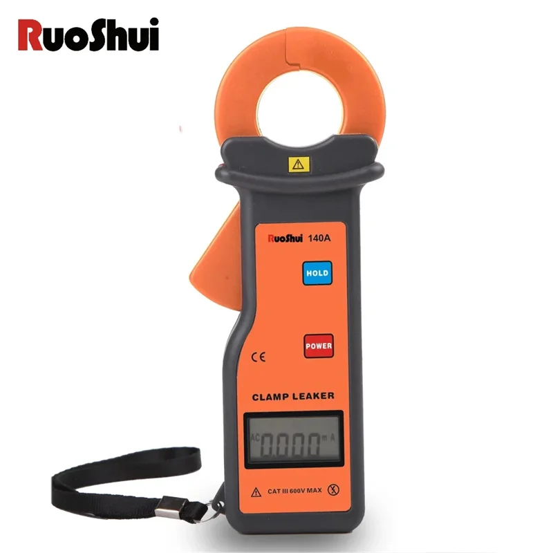 

RuoShui 140A Digital Clamp Leaker High Accuracy Leakage Current Clamp Meter Measure Range 0.000mA～60.00A LCD Automatic Tester