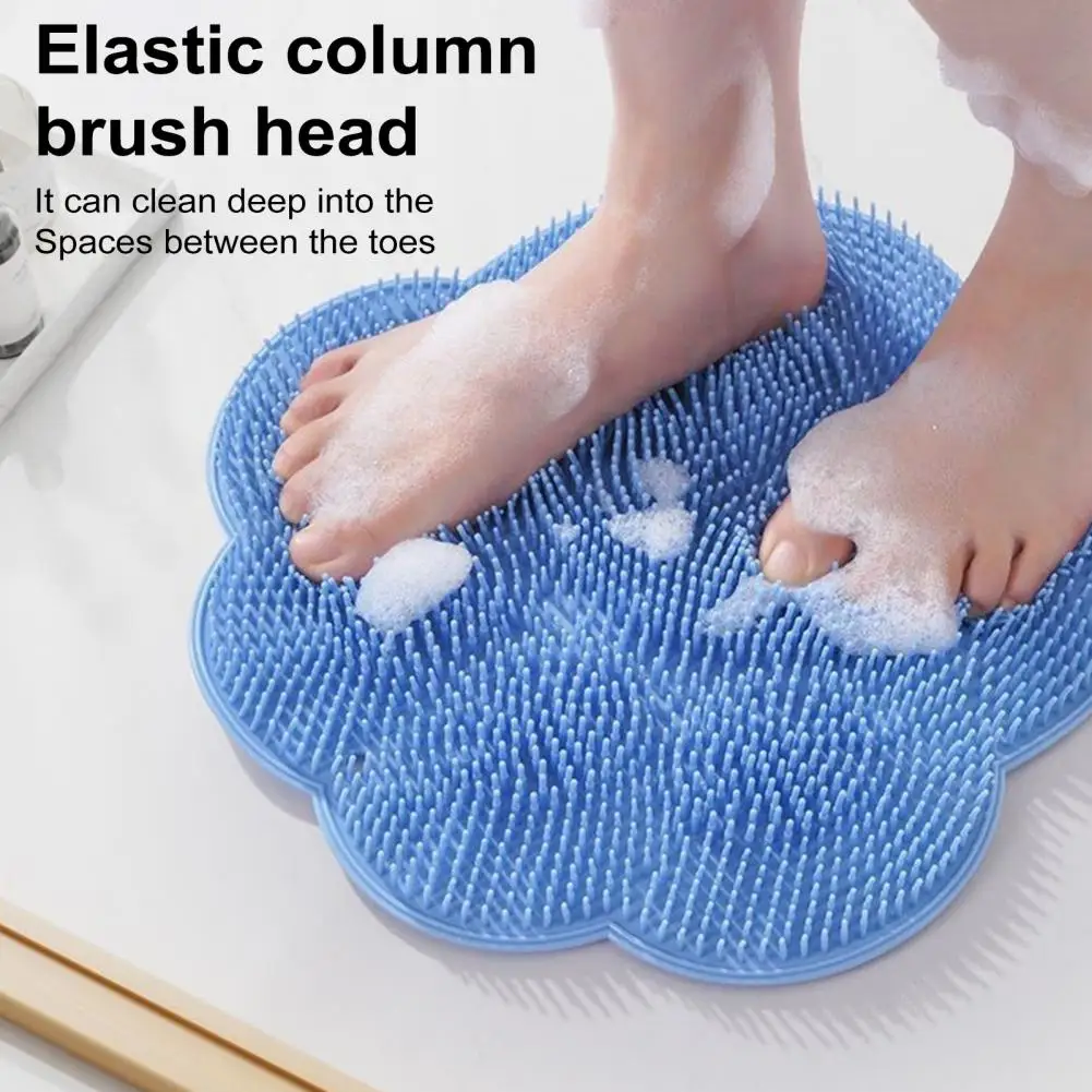 Bathing Foot Mat 30x30cm Soft Bristles Exfoliation Cleansing Shower Foot Mat with Suction Cup Bathroom Flexible Bath Body Brush