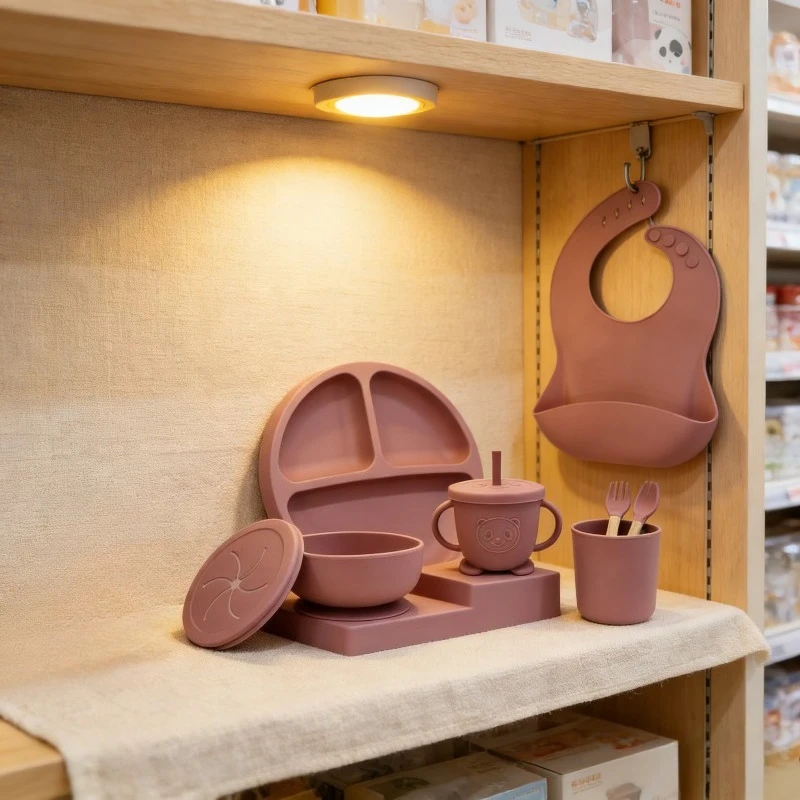 

Toddler Silicone Tableware Set 10 Pcs with Plate Bowl Fork Spoon Baby Feeding Supplies