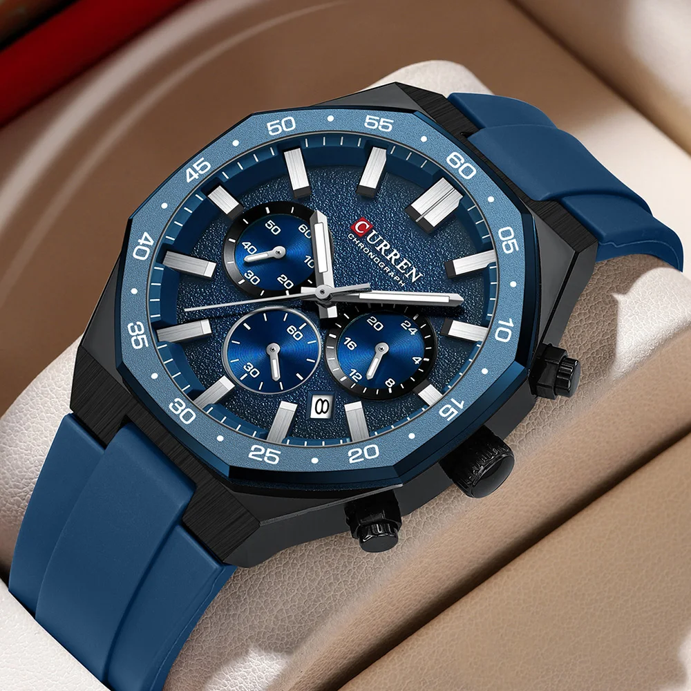 

CURREN Top Brand Original Silicone Strap Multifunction Quartz Watches for Men New Fashion Trend Luxury Wrist Watch Men