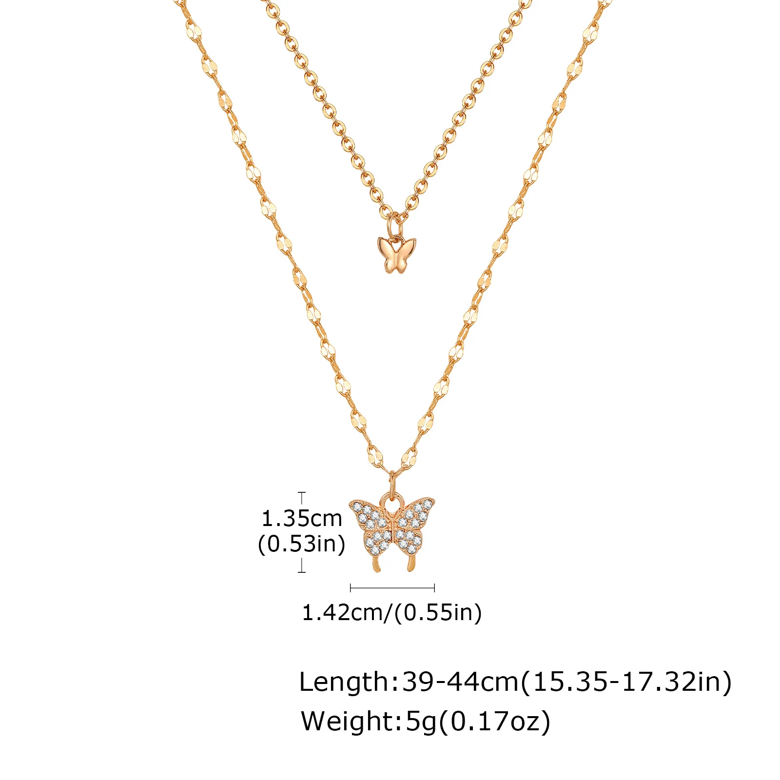 Vnox Butterfly Necklace Good Elegant Butterfly Pendant Personality Fashion Clavicle Chain