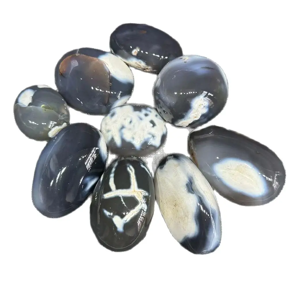 

Healing Crystals Crafts Natural Gray Orca Agate Quartz Crystal Palm Stones For Sale