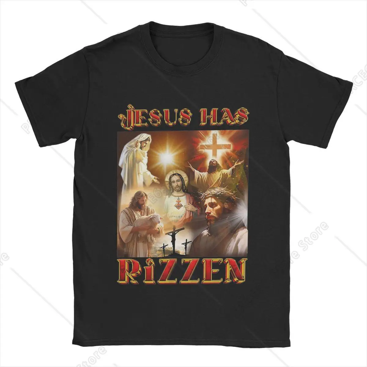 

Men Women's Jesus Has Rizzen Christian Bible Faith T-Shirt Apparel Vintage 100% Cotton Christ Catholic T Shirts Tee Clothing