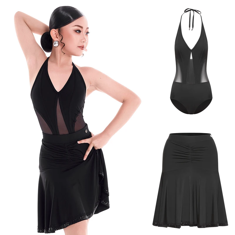 

DUYQ Children'S Latin Dance Practice Clothes Girls Ballroom Dance Costume Kids Salsa Latin Dance Competition Clothing SL15724