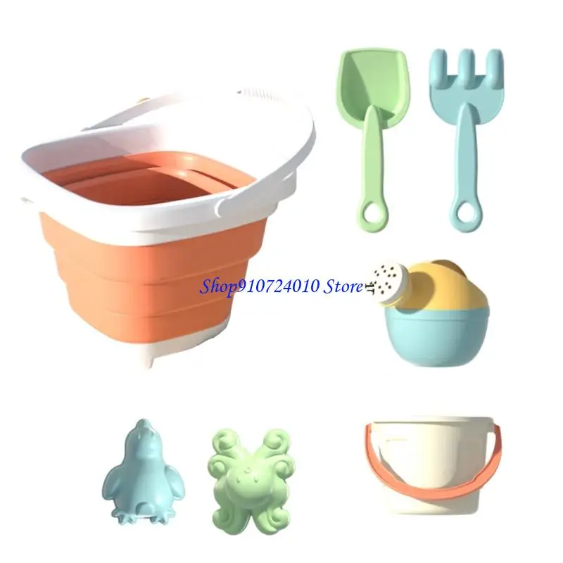 77HD Foldable Sand Bucket Sand Play Toy With Shovel Sand Mold For Children Outdoor
