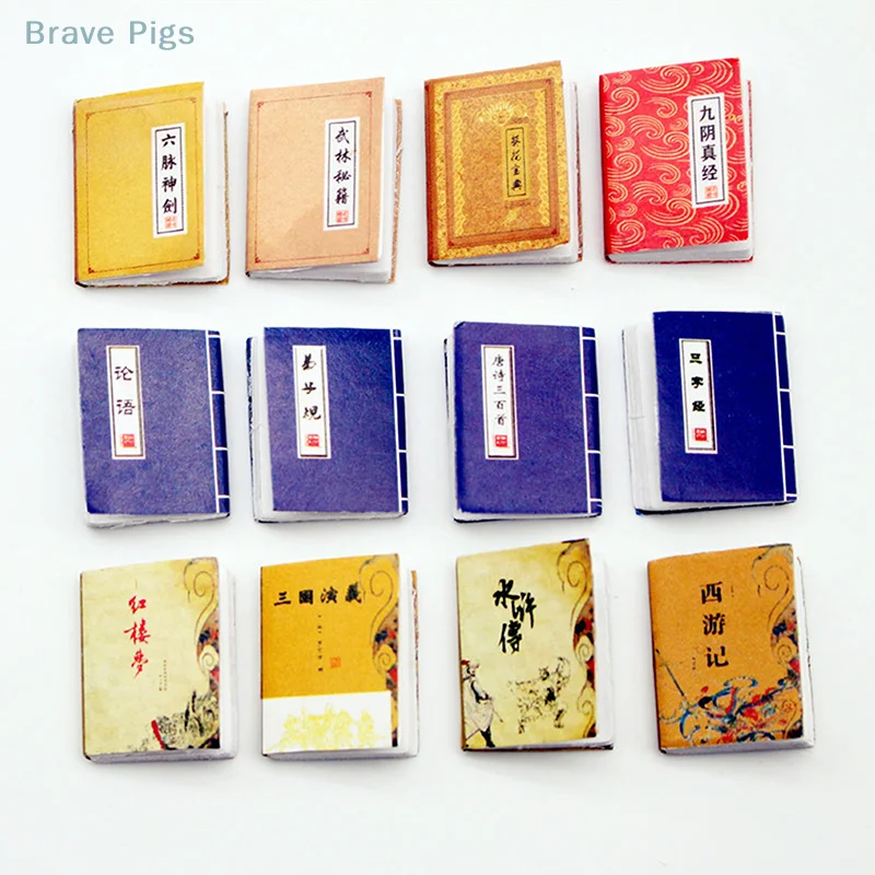 4 sztuk/zestaw Mini cztery wspaniałe klasyczne powieści Model książki dla akcesoriów do domku dla lalek studium dekoracji miniaturowej