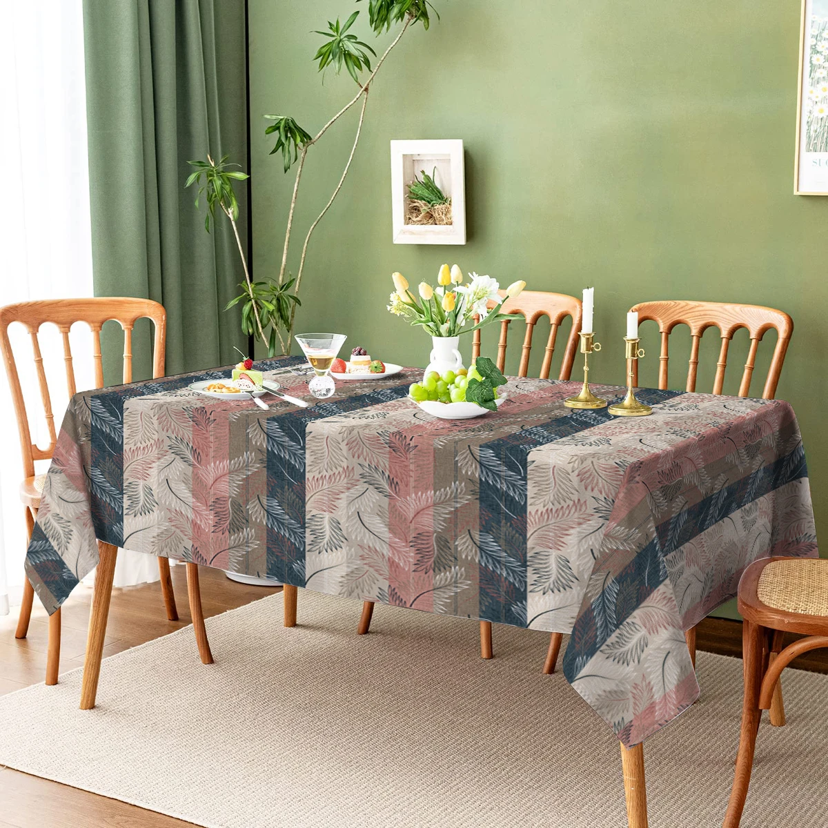 Plant Branches and Leaves Washable TableCloth for Wedding Party Dining Banquet Decoration Luxuriou Table Table Protector Cloth