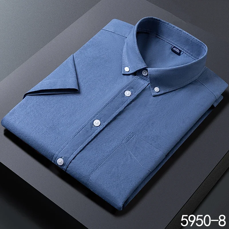 fashion korea popular clothes 100%cotton Oxford summer Casual short sleeve shirts for men slim fit formal plain shirt white tops