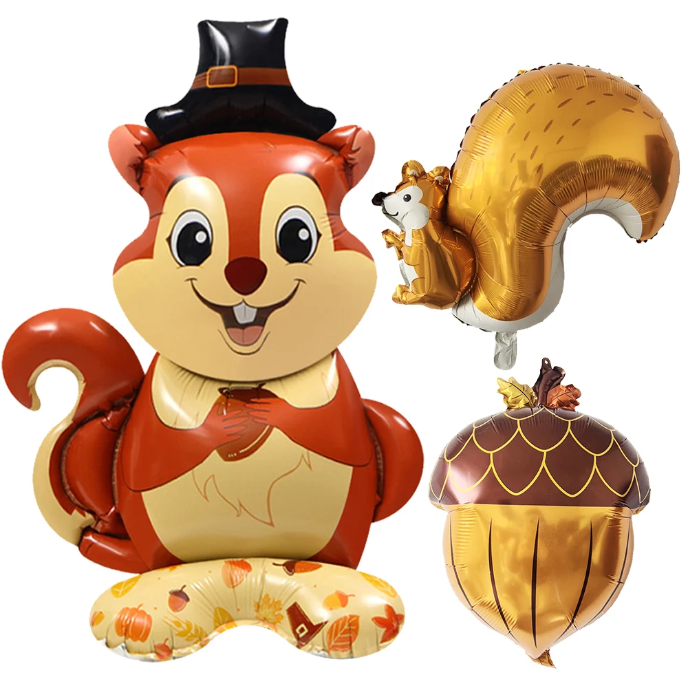 Cute Cartoon Squirrel Nut Foil Balloon Kids Favor Gifts Boys Girls Jungle Animal Theme Birthday Party Decoration Supplies