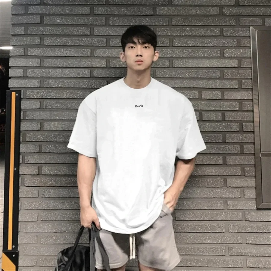 Hip Hop Oversize S-4xl Men Loose Fitness T Shirt Fashion Gym Running T-shirts Summer Gym Short Sleeve Cotton Casual Tees Tops