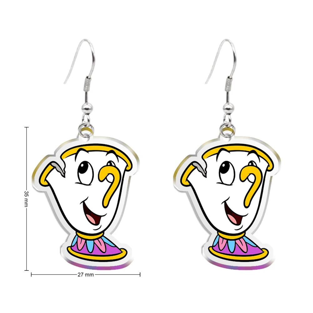 Disney Beauty and the Beast Pendant Earrings Design Drop Earrings Transparent Acrylic Women Girl Gifts Jewelry Accessories