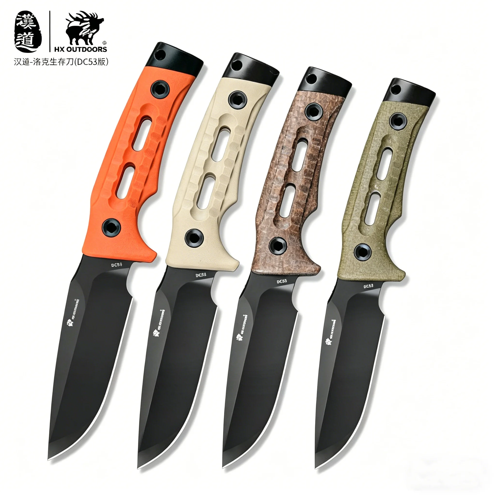 Hx Outdoors DC53 Hunting Knife,Cool Camping Survival Knives ROCK APEX Fixed Blade 3.7" DC53 Blade Flax/G10 Handle Dropshipping