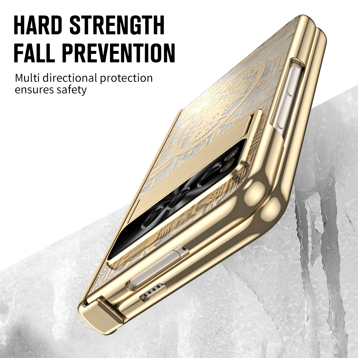 Plating Mechanical Hinge Case For Google Pixel Fold Full Protector Transparent Acrylic Kickstand Cover For Pixel Fold With Pen