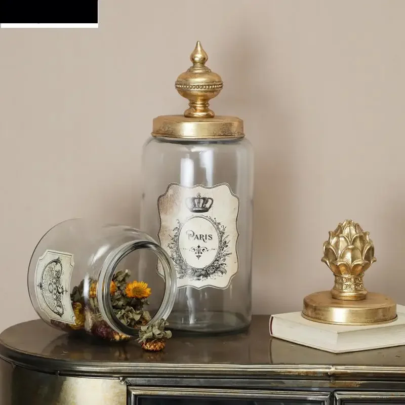 Sealed Storage Jar Lid Food Container Household Tea Tin Lead-free Glass Decoration Accessories
