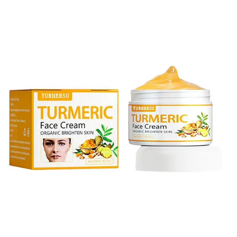 

Turmeric Face Cream 50g Organic Dark Spots Remover Glow Boosting Moisturizer Skin Repairing Cream Fights Acnes Evens Tone Fades