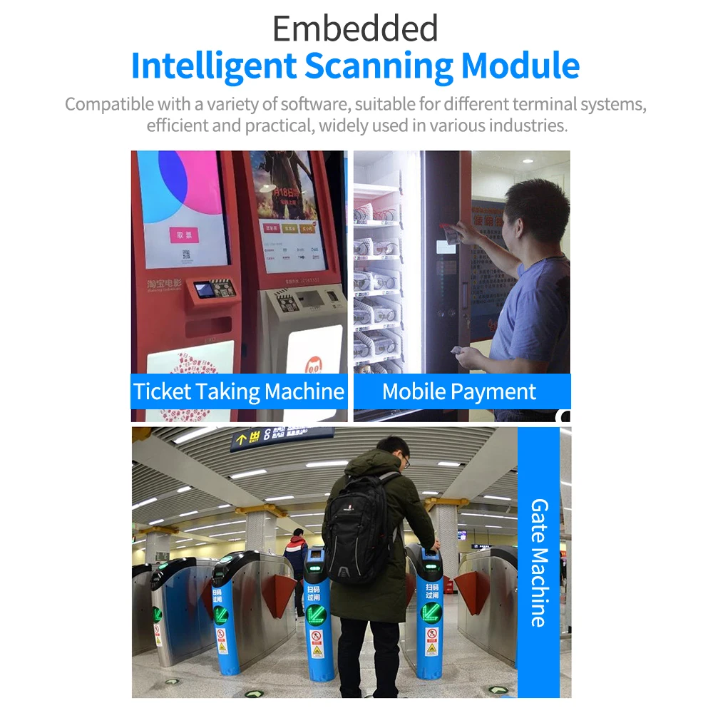 Embedded Barcode Scanner Self-Induction 1D/2D/QR Bar Code Reader Module Scanner USB Scanner Support Command Control