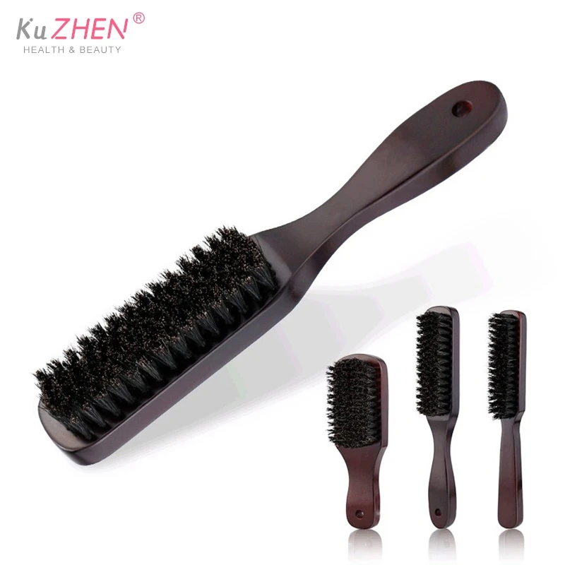 Men Beard Brush Wood Handle Boar Bristle Moustache Cleaning Brush Hairdressing Anti Static Barber Hair Styling Comb Shaving Tool