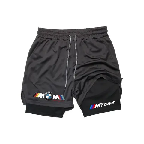 BMW's new men's 2-in-1 sports shorts, breathable and casual, quick-dry double-layer shorts, perfect for summer running and sport
