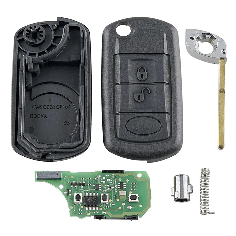 Guscio chiave auto sostitutivo a 3 pulsanti compatibile con Land Rover Discovery 3 Ra-nge Ro-Ver Sport (chip PCF7941 da 433 MHz)