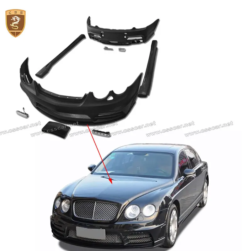 For Bentley Flying Spur 2010-2014 Modified WD Style Fiberglass Body Kits Front Bumper Side Skirts LED Lights Auto Repair Parts