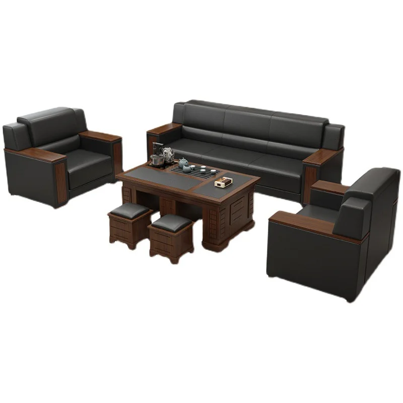 

Modern Luxury Design Office Sofa Furniture Office Leather Sofa 1+1+3 Seats Sofas Living Room Furniture with Coffee Table