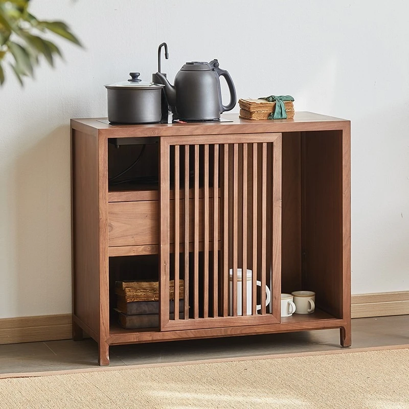 Customizable Furniture New Chinese-style Solid Wood Tea Cabinet Simple Black Walnut Tea Table