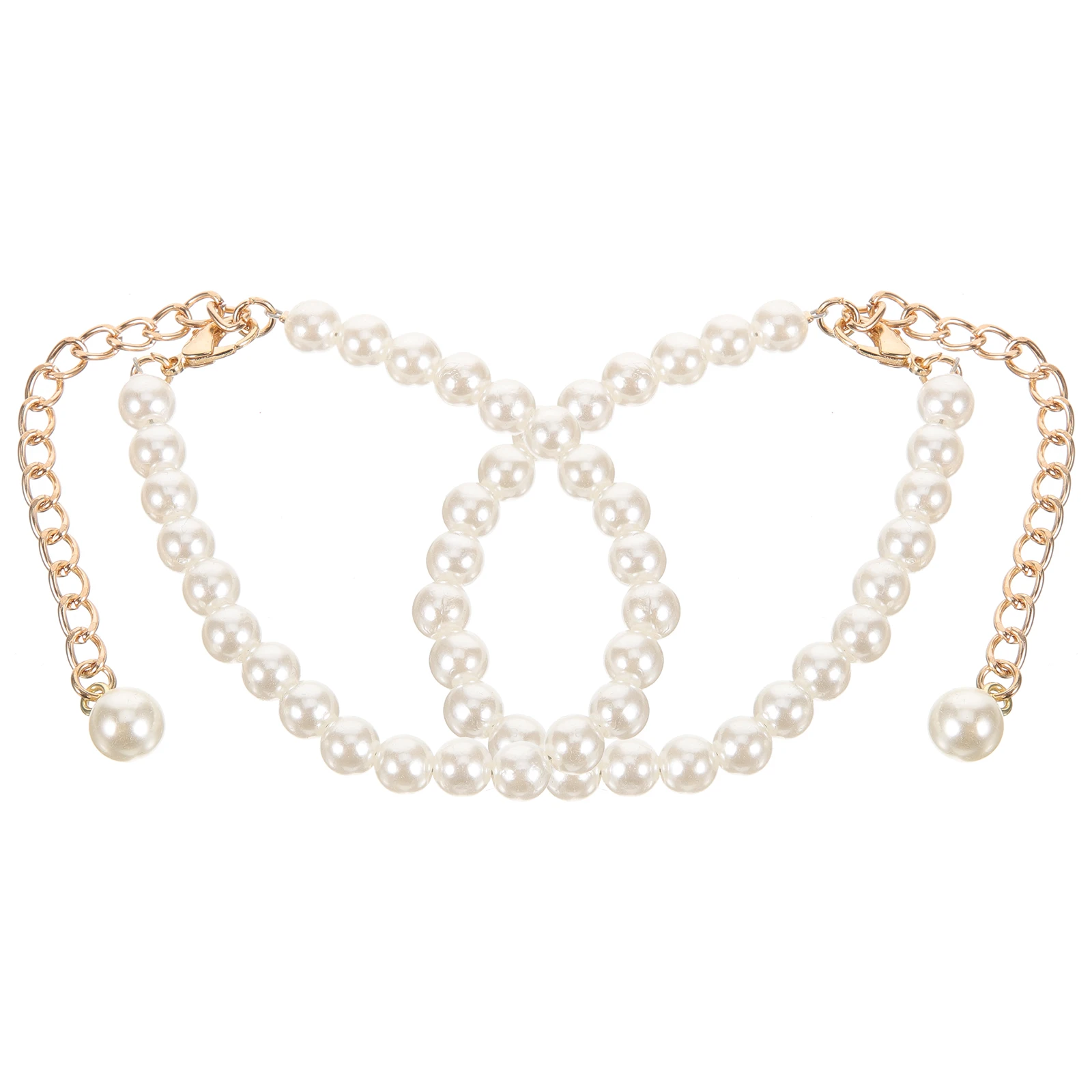 

2pcs High Heel Pearl Chains Elastic Detachable Shoe Straps for Women Metal Ankle Shoes Heel Straps Extender Boot Accessories