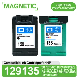 Printer Magnetic compatible ink cartridges for HP 129 135 Photosmart C4110 C4140 C4150 C4170 C4173 C4180 C4183 C4188 C4190 C4193