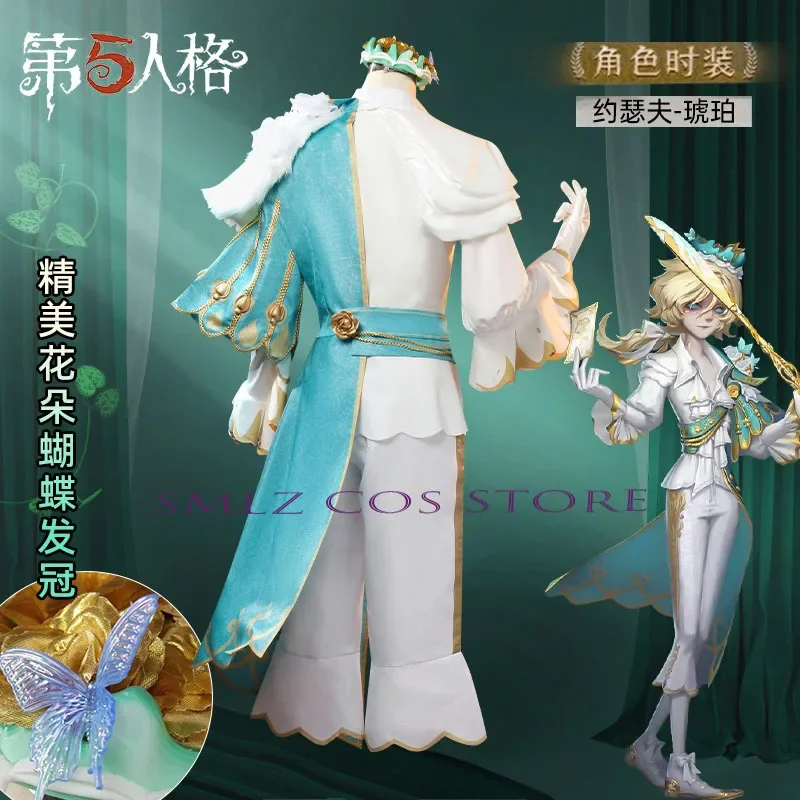 Joseph Cos Game Identity V Desaulniers Cosplay Anime Joseph Voormalig Graaf Uniform Prop Kroon Pruik Pak Party Outfit voor Man Vrouw