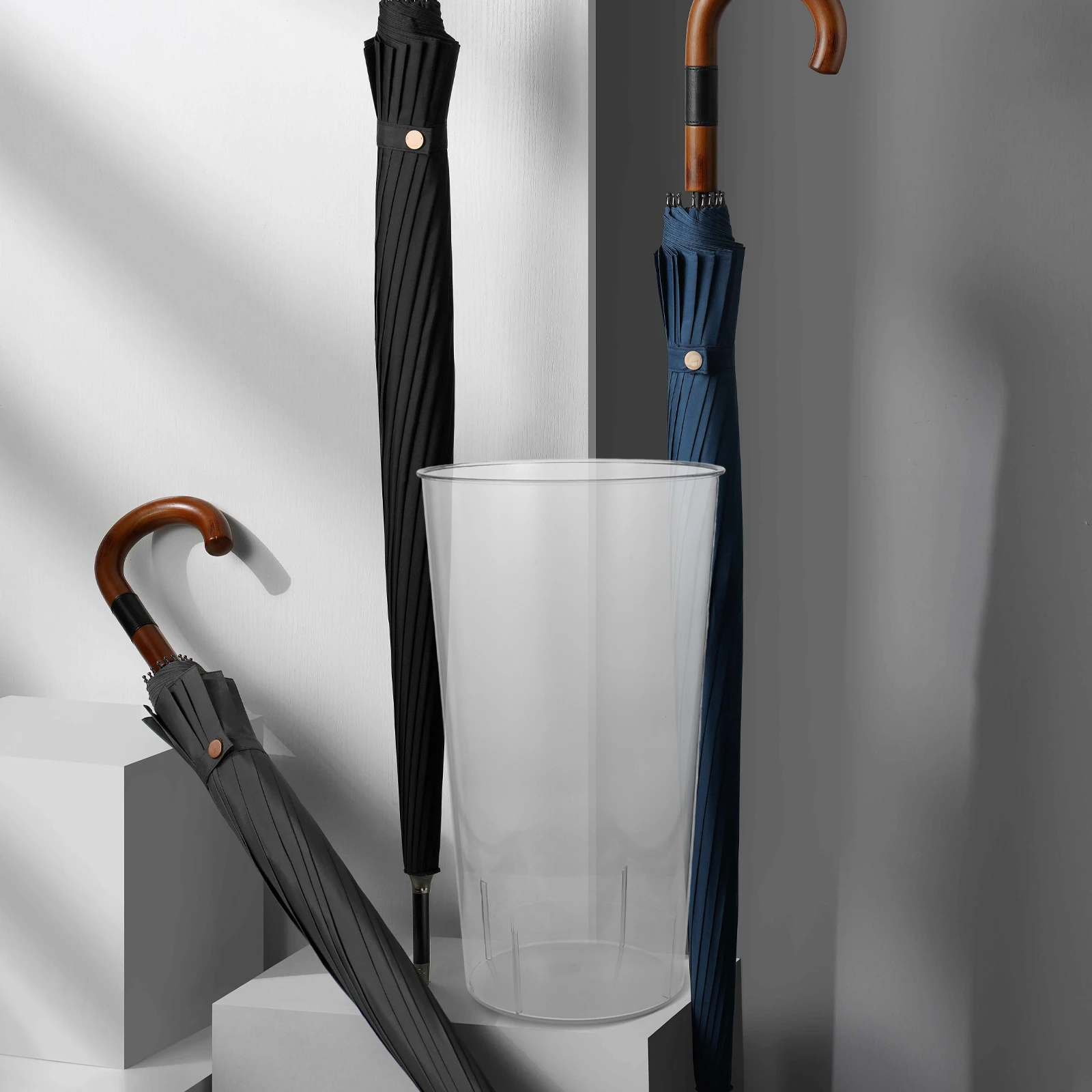 

Umbrella Storage Clear PET Large Capacity Waterproof Stand Holder Compact Modern Clear Umbrella Holder Entryway Long Rack