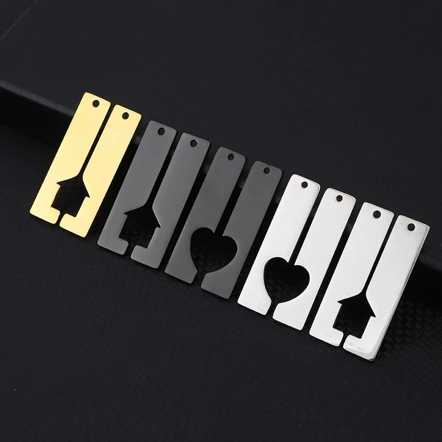 New 10 Pair Splicing House Couple Pendant 304 Stainless Steel Mirror Polishing Friendship Love Pendant DIY Necklace Keychain