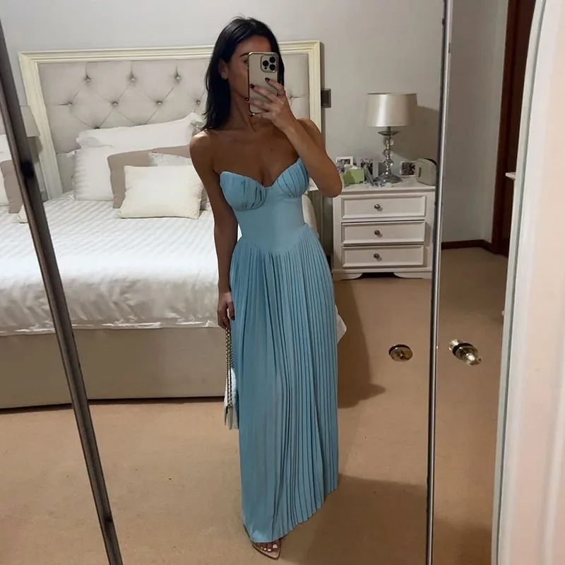 2025, exquisite blaue Abendkleider, elegant, herzförmige Falten, drapiert, A-Linie, hochwertiges formelles Partykleid, Abendkleid, Mode