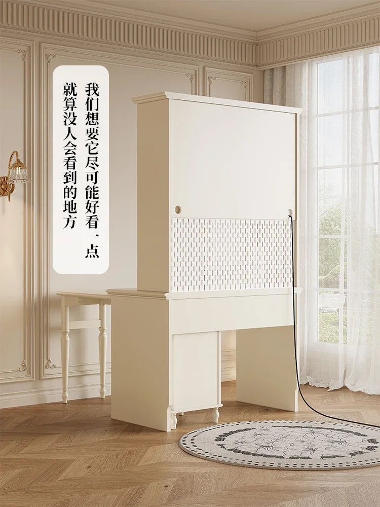 French Cream Wind Solid Wood Desk with Bookcase Household Corner Desk Chair Combination Premium