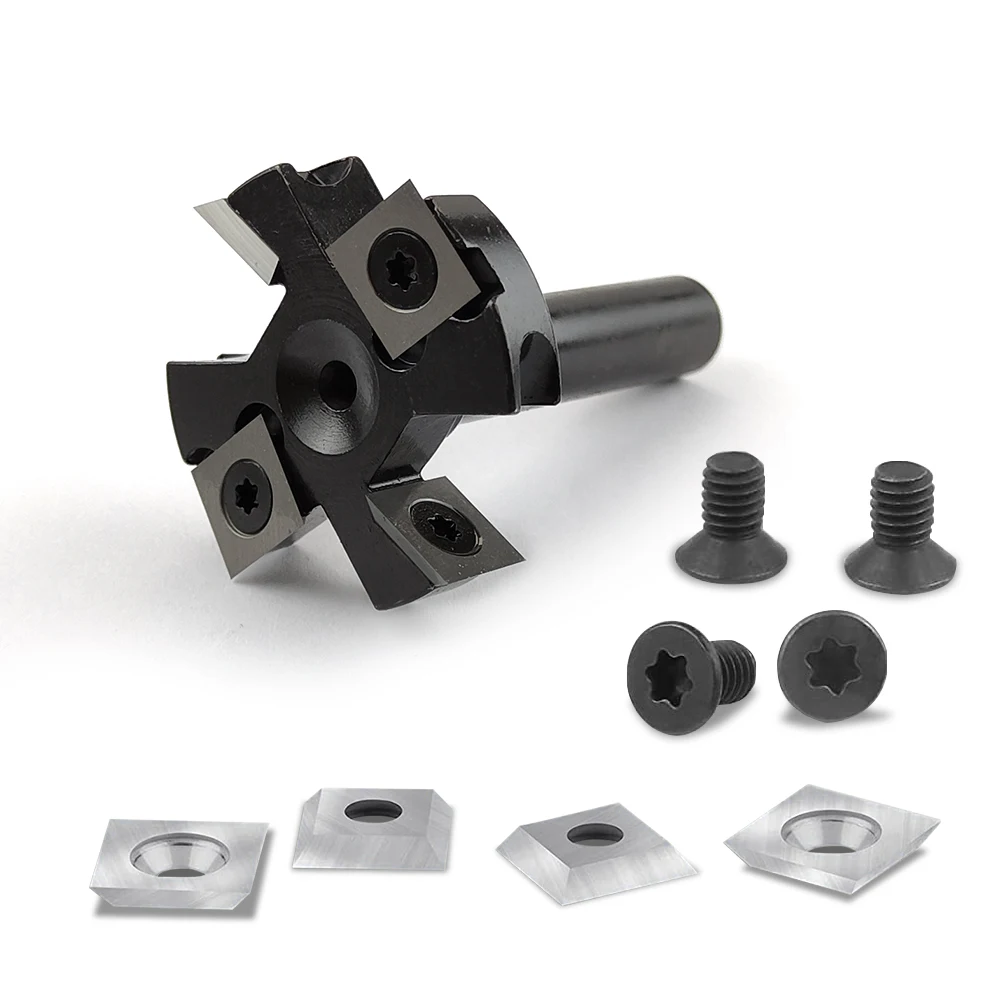 12mm Shank CNC Spoilboard Surfacing Router Bit,2+2-Flutes Wood Planer Bit,45mm Cutting Diameter,Slab flattening milling cutter