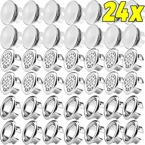 24/1 Uds. Anillo de desbordamiento de fregadero cubierta de drenaje reemplazo baño cocina fregadero lavabo embellecedor cubierta de desbordamiento agujero insertar tapas redondas